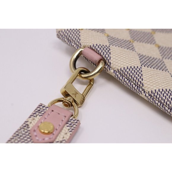 Louis Vuitton Rose Ballerine and Damier Azur Coated Canvas Studded City Pouch - Picture 6 of 15